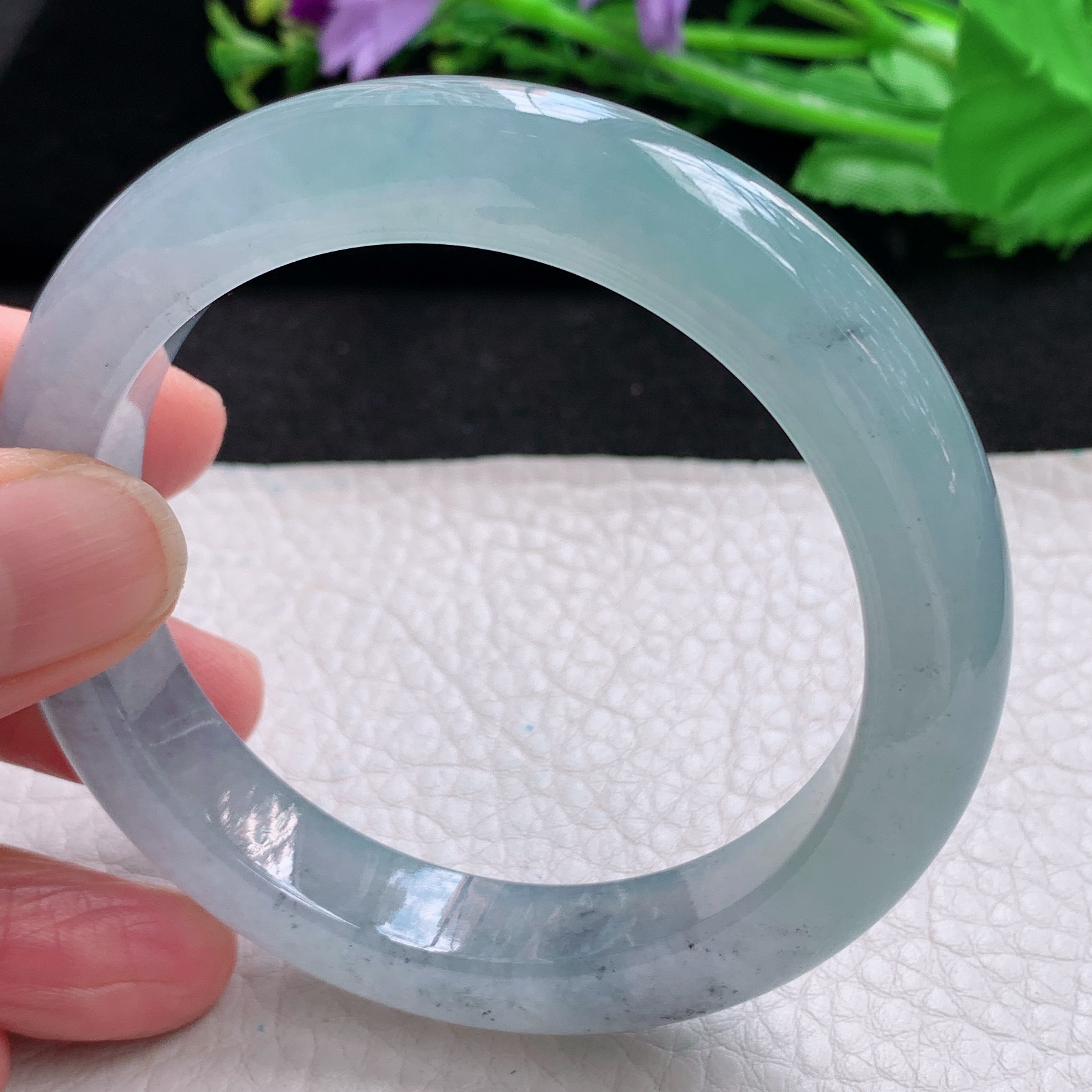 xo自然光55.5*11.6*9平安镯缅甸翡翠a货玉手镯冰紫宽边珠宝玉手环