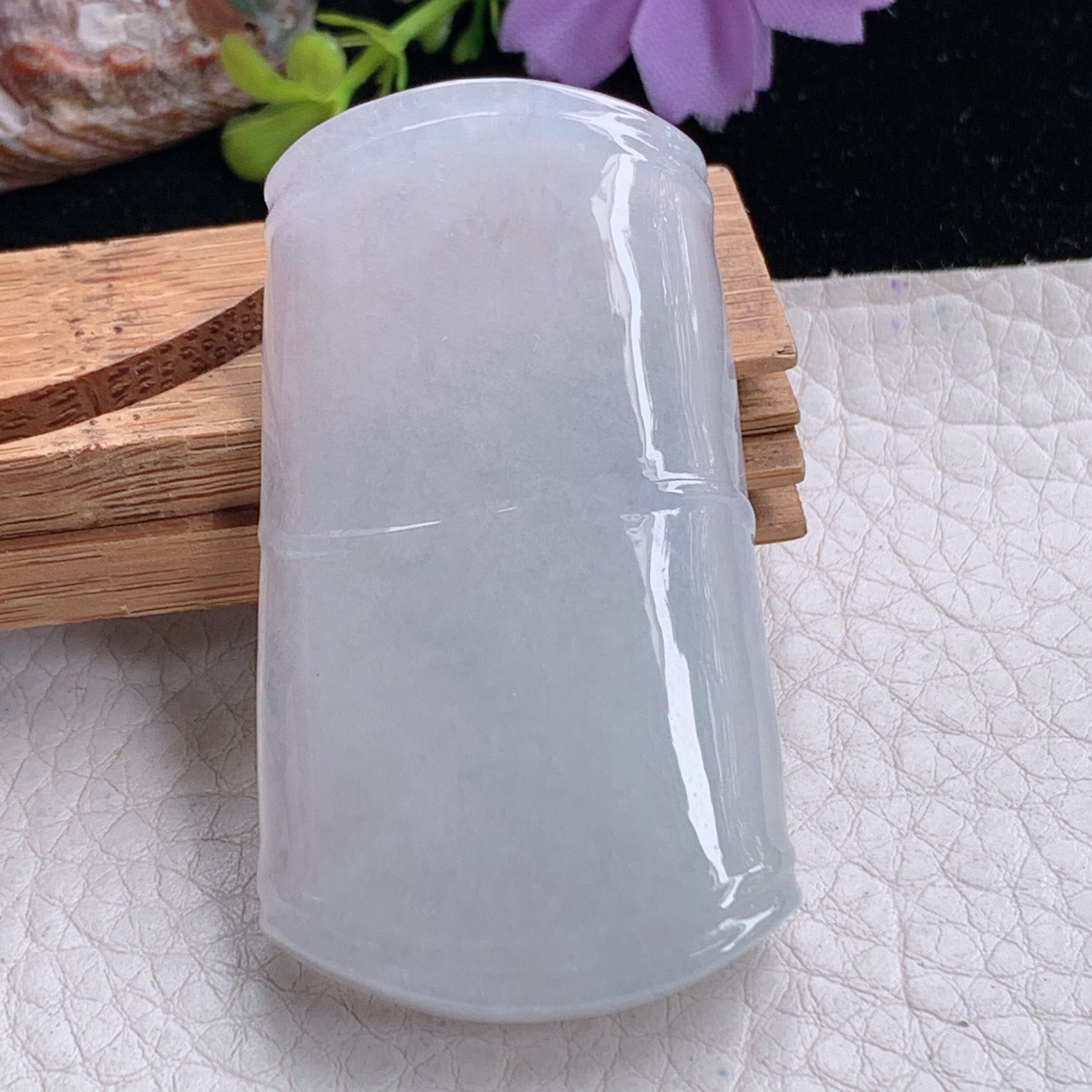 zz3实拍54.3*31*7.2天然缅甸翡翠白冰竹节吊坠白月光平安无事项坠