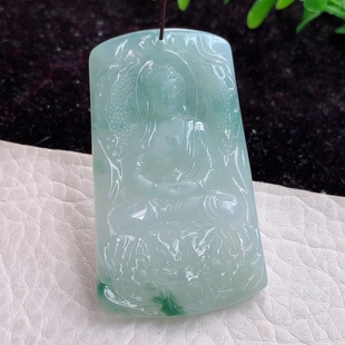 kit自然光实拍缅甸翡翠胶感飘花如来佛祖降龙佛祖玉吊坠52 5mm