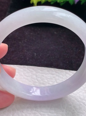 jx实拍58.6*12*7.5平安镯 缅甸翡翠A货手镯淡紫宽边福镯 玉手镯