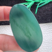 素面牌玉吊坠 5.6危料翡翠A货冰纯蓝平安无事牌 实拍63.3 36.5