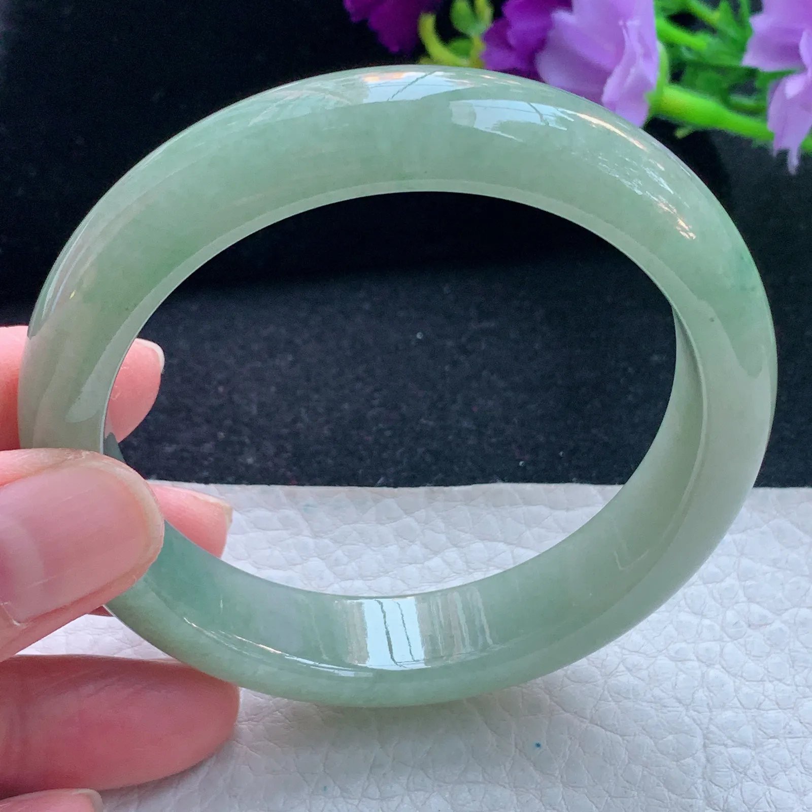 xx自然光58.3*13.8*8.5平安镯 缅甸翡翠玉手镯满绿宽边玉手环