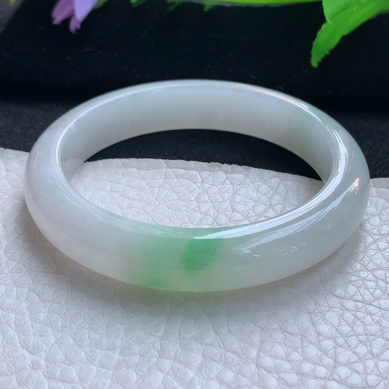 n实拍56*11.8*8平安镯天然缅甸翡翠玉手镯冰飘绿宽边百搭高贵镯子