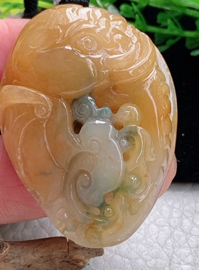 mut自然光51*37.3*14天然缅甸翡翠冰三彩万象更新玉吊坠 玉挂件