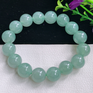 qj实拍12.8m天然翡翠珠链冰晴水男女款百搭圆珠玉手链 高档玉手串