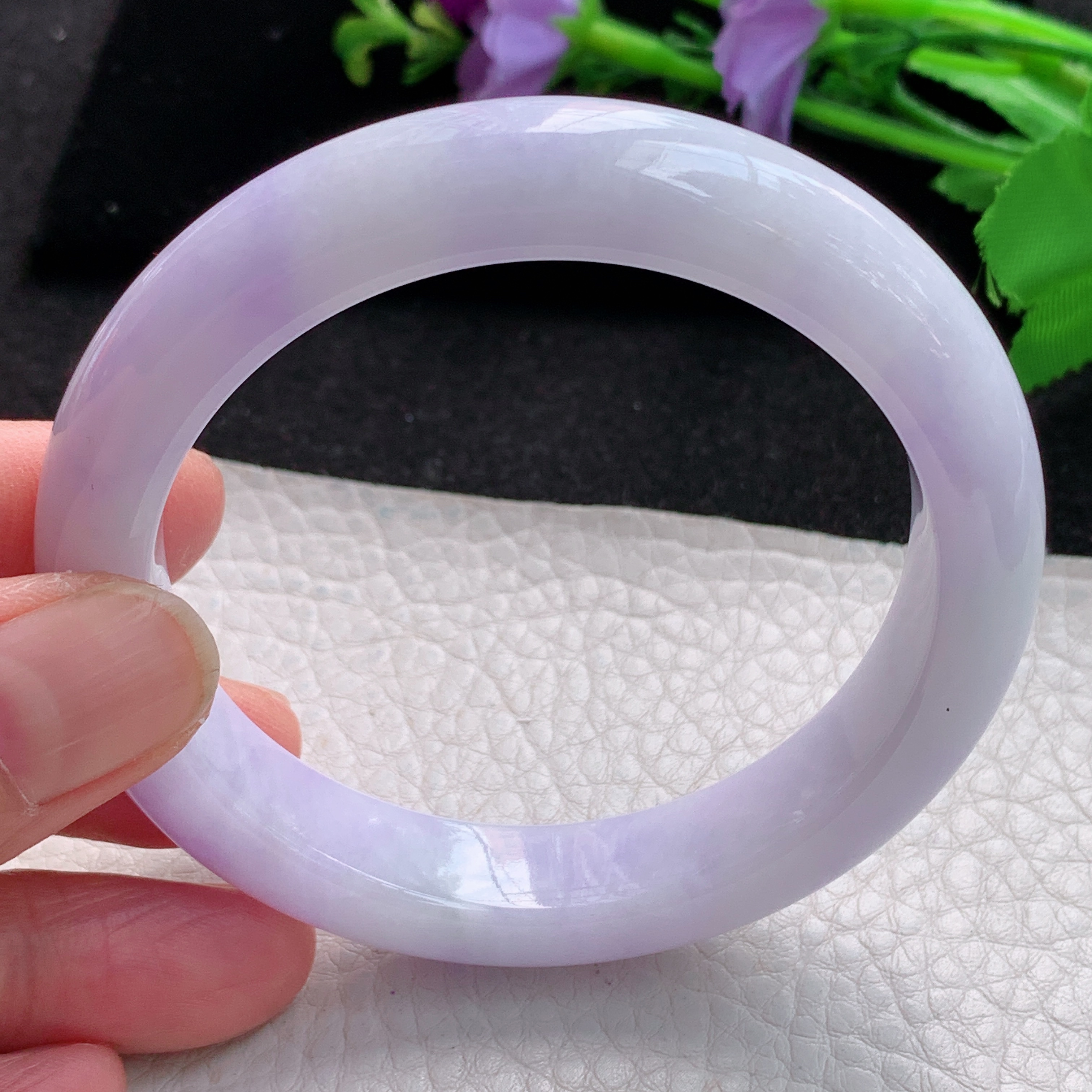 z自然光56.6*12*9平安镯 缅甸翡翠玉手镯紫罗兰贵气宽边玉手环