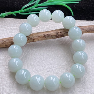 zen自然光实拍缅甸翡翠浅绿大珠链手串 精美玉手链 约尺寸12.6mm