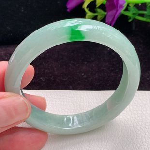 7.2平安镯 老坑精美胶感飘阳绿正圈翡翠玉手镯 11.6 xx小圈口50