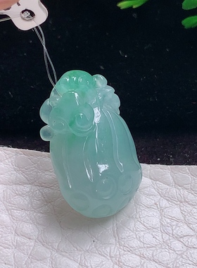axm实拍22*14*8.5缅甸翡翠精雕飘绿莲蓬 一品清廉玉吊坠 玉挂件