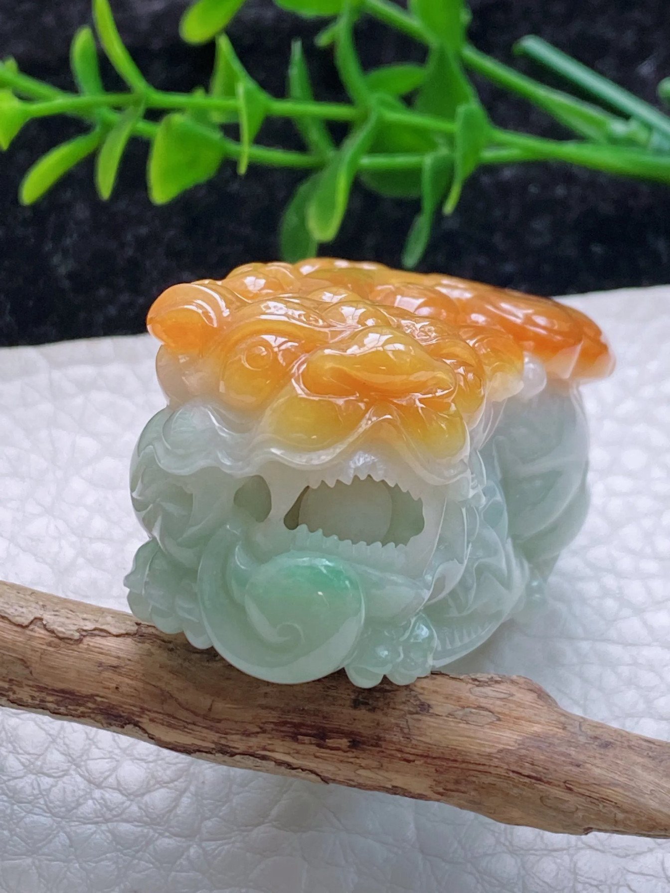 lz实拍52.8*26*26实拍缅甸翡翠立体双彩红翡招财貔貅吊坠吉祥瑞兽