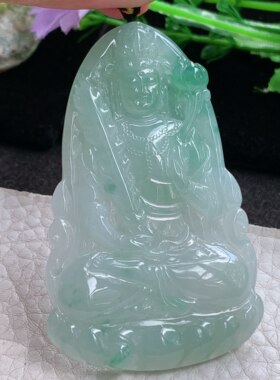 Kh实拍65*40.5*5.3缅甸翡翠虚空菩萨吊坠生肖鸡守护神玉吊坠