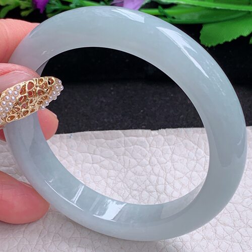 nr实拍55.5*14.6*8.5平安镯 缅甸翡翠手镯冰透正圈宽版玉镯子