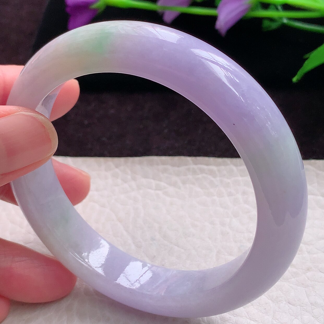 z实拍58.5*12.5*9.2平安镯 春带彩厚装缅甸翡翠玉手镯 珠宝玉手环