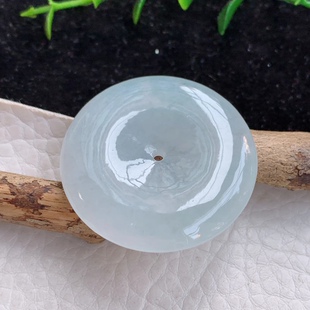 Zzx实拍缅甸翡翠A货淡雅纯美饱满平安扣玉坠 玉挂件35.7*6mm