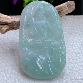 生肖守护神 5.5缅甸天然翡翠a货冰透不动明王玉项坠 ktj实拍66