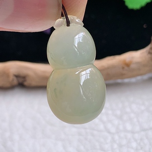 6缅甸翡翠精雕饱满冰种黄翡葫芦玉吊坠 福禄坠 13.7 zzx实拍25.4