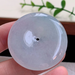 6mm Zzx实拍缅甸翡翠A货纯美淡雅胶感平安扣玉坠白月光玉挂件35.7