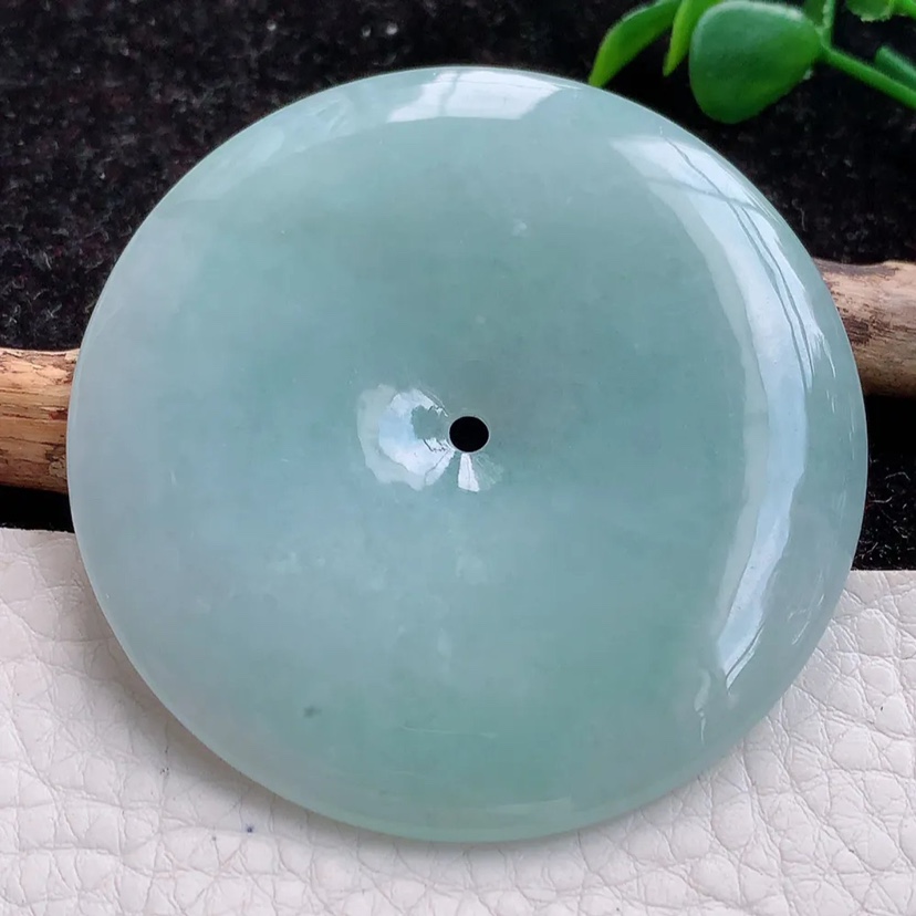 zen实拍缅甸翡翠A货蓝韵大平安扣 大扣子玉坠 玉挂件54.3*5:8mm