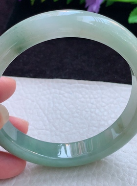 ss大圈口62.3*12.5*9平安镯 缅甸翡翠手镯飘花大气宽边珠宝玉手镯