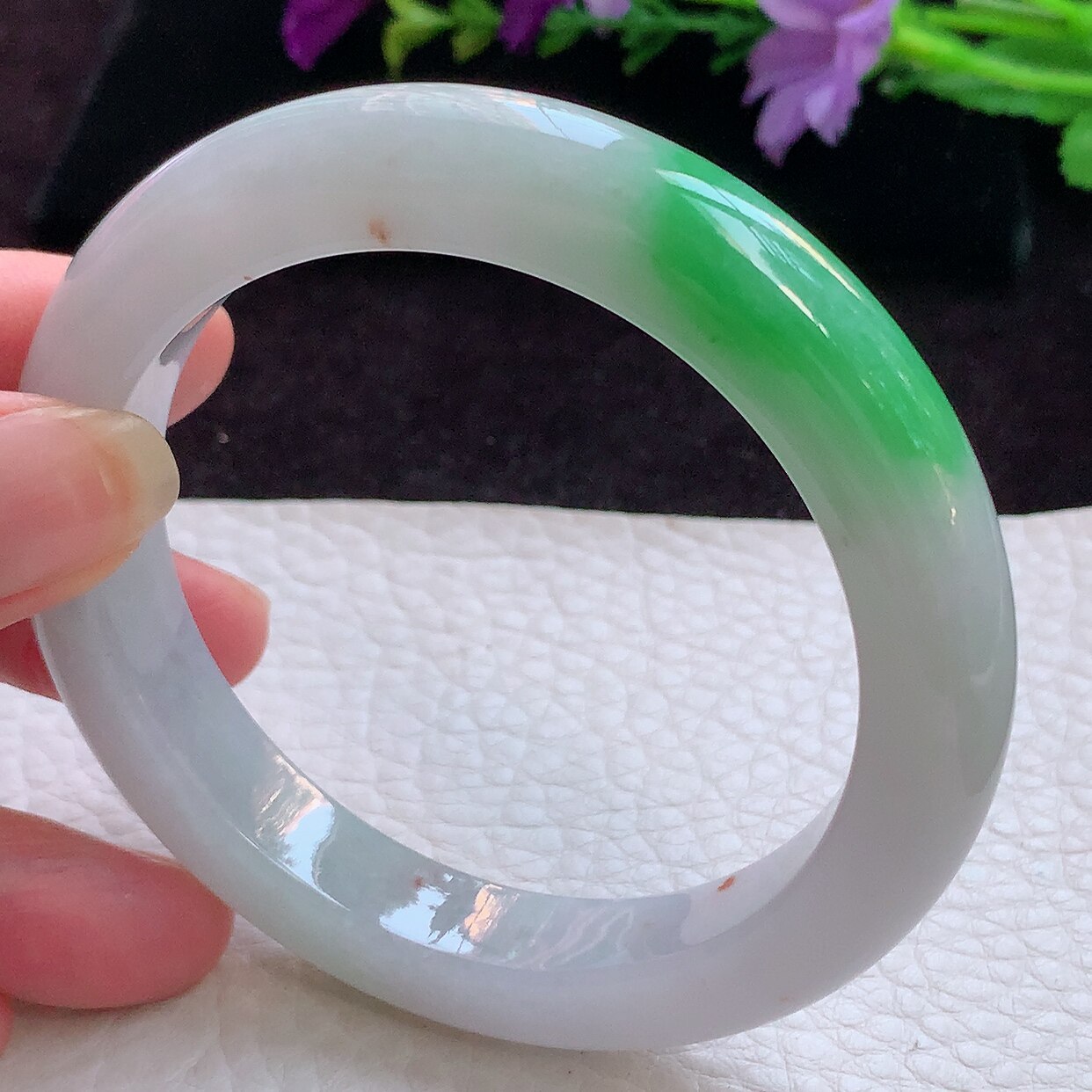 bz实拍58*11.2*9.8平安镯 缅甸翡翠手镯飘辣绿洒金宽边玉手镯