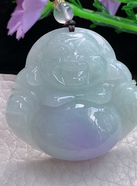 zen实拍41.8*44*12.8缅甸翡翠精美紫罗兰佛公 弥勒佛玉项坠毛衣坠