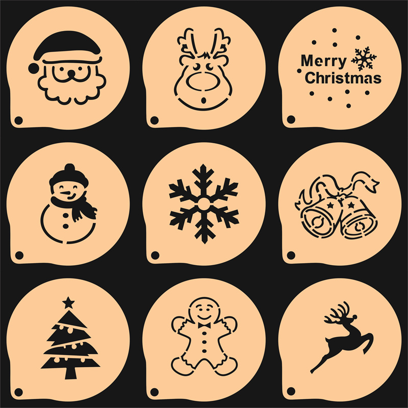 4寸圣诞节咖啡印花欧包蛋糕装饰DIY圣诞老人雪人雪花圣诞树可定制