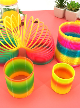儿童益智玩具多彩弹簧圈彩虹圈七彩圈伸缩弹力圈魔术圈幼儿小中大