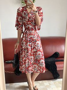 谭燕玉 Tam 和风真丝针织感兰铃花绑带连衣裙 Vivienne 特