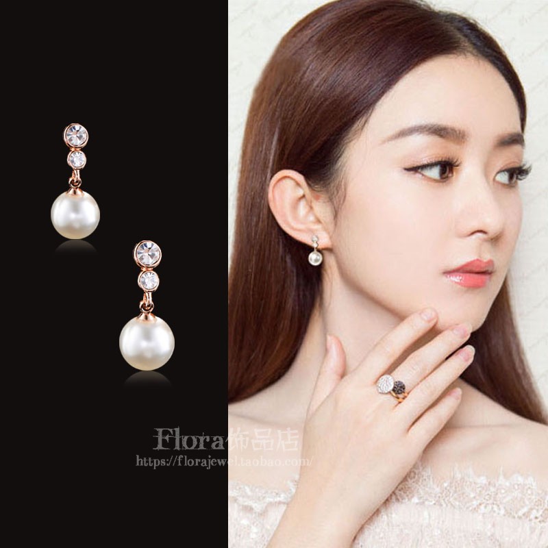 赵丽颖同款无耳洞耳夹水晶韩国长款公主气质珍珠时尚耳钉耳环女