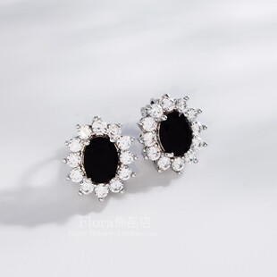 新款潮黑色人造宝石气质高级小巧无耳洞女耳夹女没有耳洞的耳饰