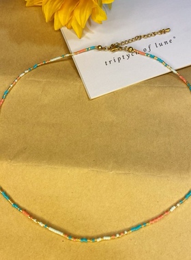 治愈系彩色miyuki米珠串珠颈链 学生闺蜜死党小礼物锁骨链小项链