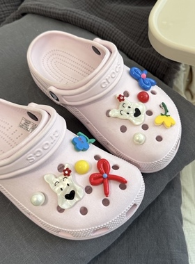 【花花小狗】原创洞洞鞋鞋花配饰可爱小狗diy可拆卸鞋扣，不含鞋