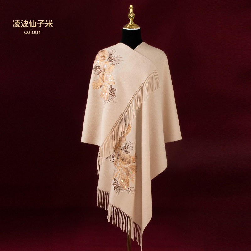 100%绵羊毛披肩围巾女秋冬送妈妈国风刺绣印花旗袍外搭披肩女轻奢,服饰配件/皮带/帽子/围巾,围巾/丝巾/披肩,淘宝优惠券,粉丝福利购,淘宝优惠卷