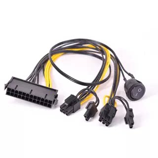 ATX 24针母对显卡8pin 6p公电源线 1托2主板供电转pcie 8p 带开关