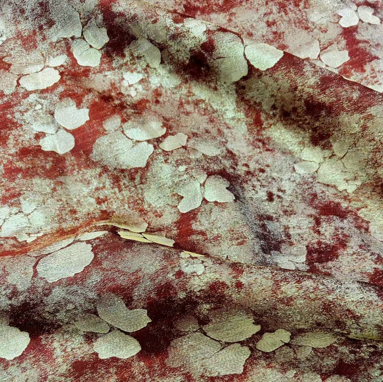 碎金海棠真丝提花面料国风旗袍汉服马甲布料爆款裙子连衣裙春夏款