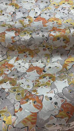 新品猫咪真丝交织宋锦提花织锦缎布料新中式国风旗袍马甲汉服面料