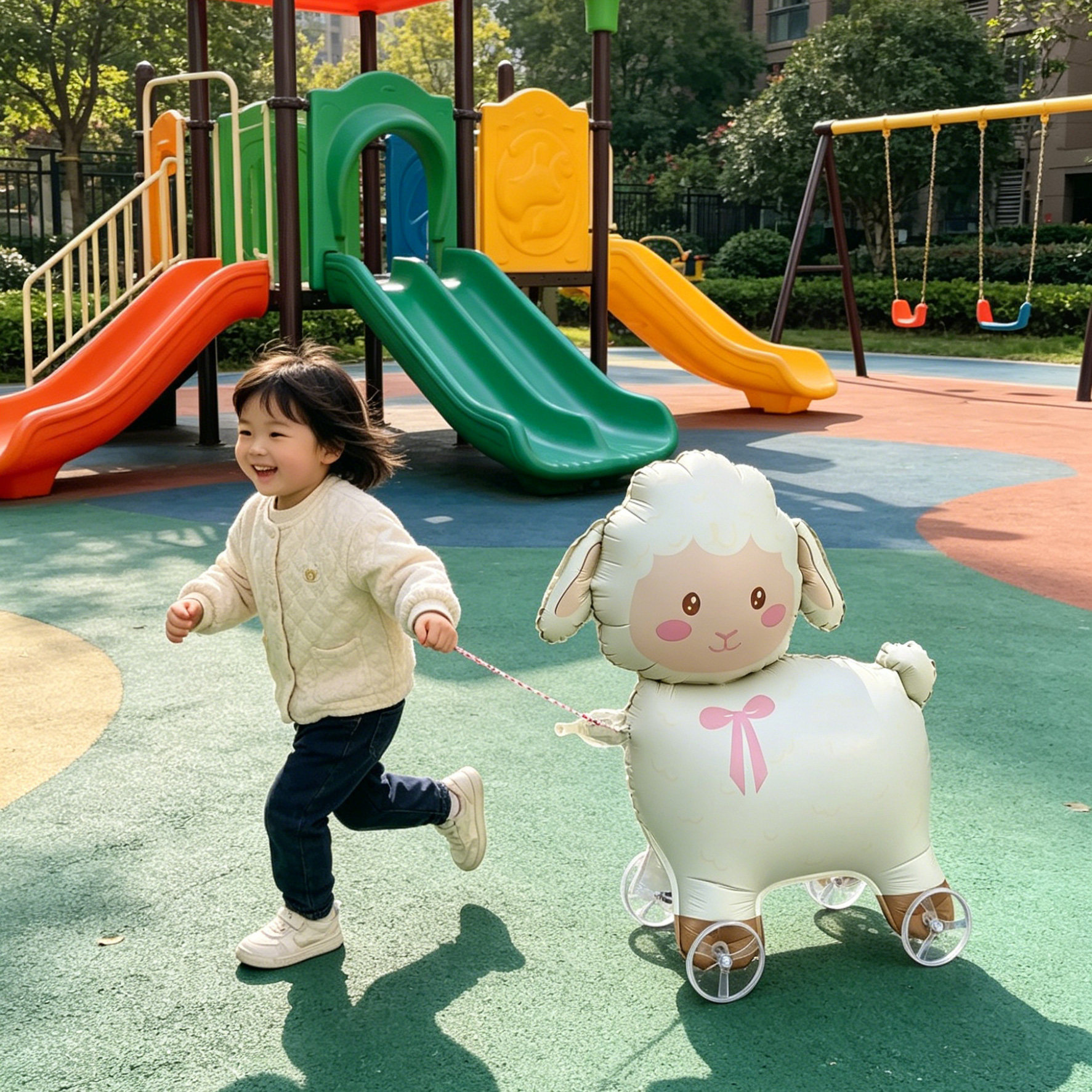 可爱小羊造型铝膜气球儿童生日派对装饰拉拉队领队气球装饰道具