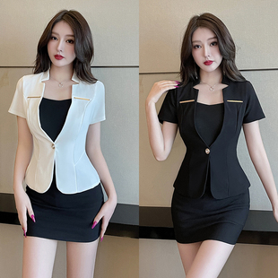 新款足疗技师工作服女足浴沐足按摩工衣气质KTV公主裙夏职业套装