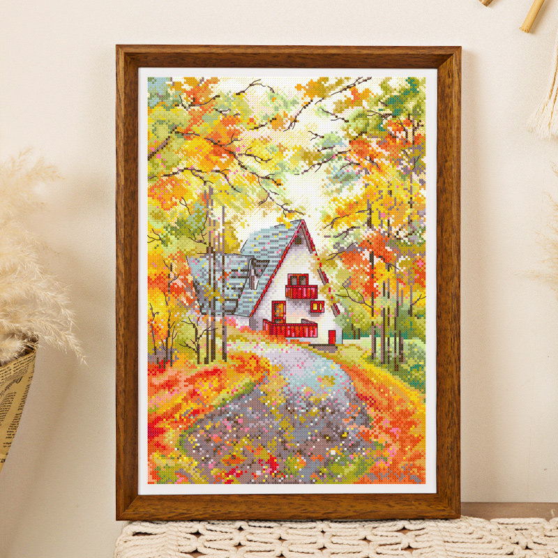 十字绣小幅风景客厅满绣秋天的华尔兹欧式卧室新款线绣手工自己绣