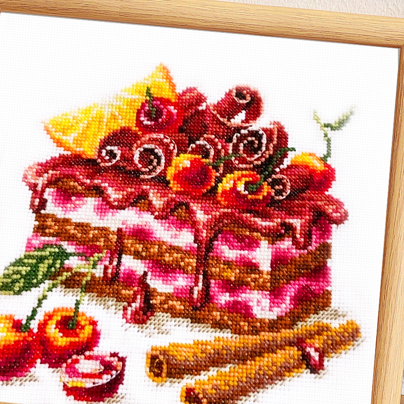 春天十字绣简约现代餐厅蛋糕甜点