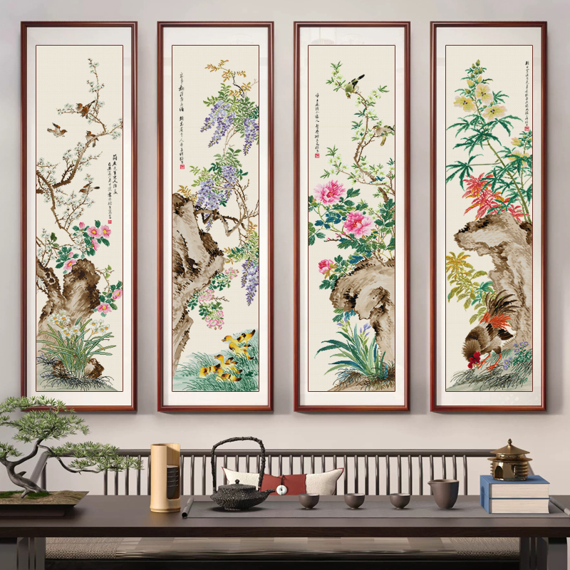 春天十字绣2025新款线绣竖版屏风