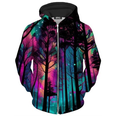 Psychedelic Pattern 3D Printed Scenery Zipper Hoodies Men Wo