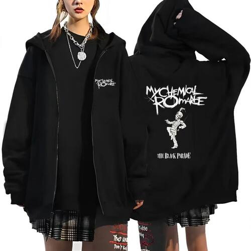 Rock Band My Chemical Romance Mcr Dead Zipper Hoodie Black P