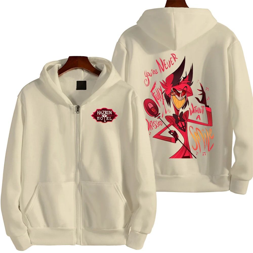 Alastor Hazbin Hotel Men Zip Up Hoodie Spring Autumn Women O