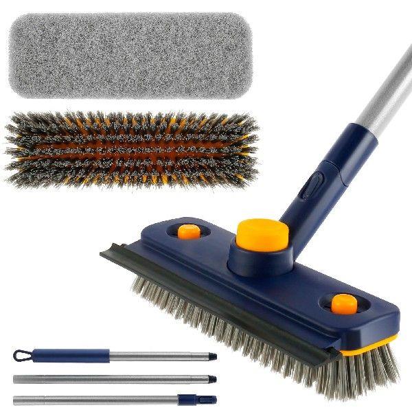 Long Handle Scrub Brush 3In1 Tub Tile Scrubber with 46Inch E