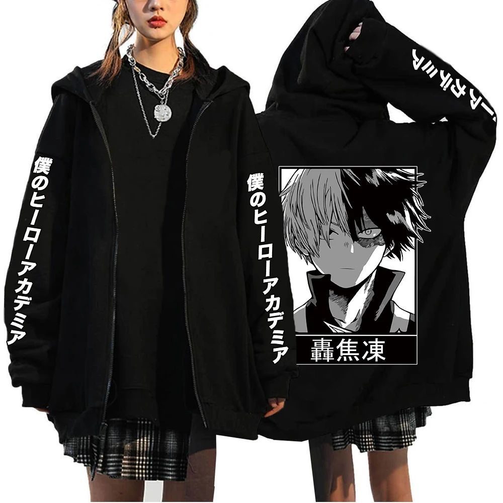 Anime My Hero Academia Todoroki Shoto Zip Up Hoodies Funny B
