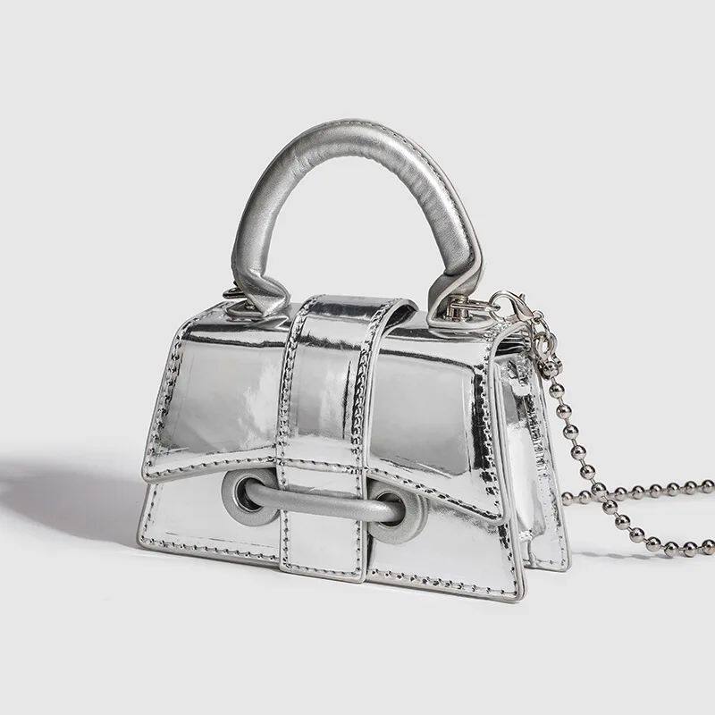 Vintage Women Silver Beading Chic Crossbody Bag Luxury Shoul - 实物图