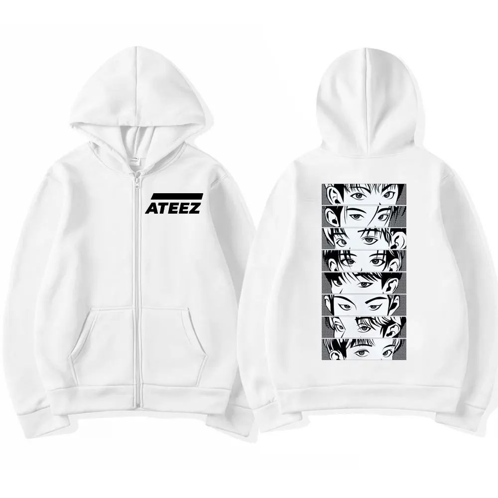 ATEEZ Graphic Zipper Hoodie Harajuku Kpop Oversized Zip Up P
