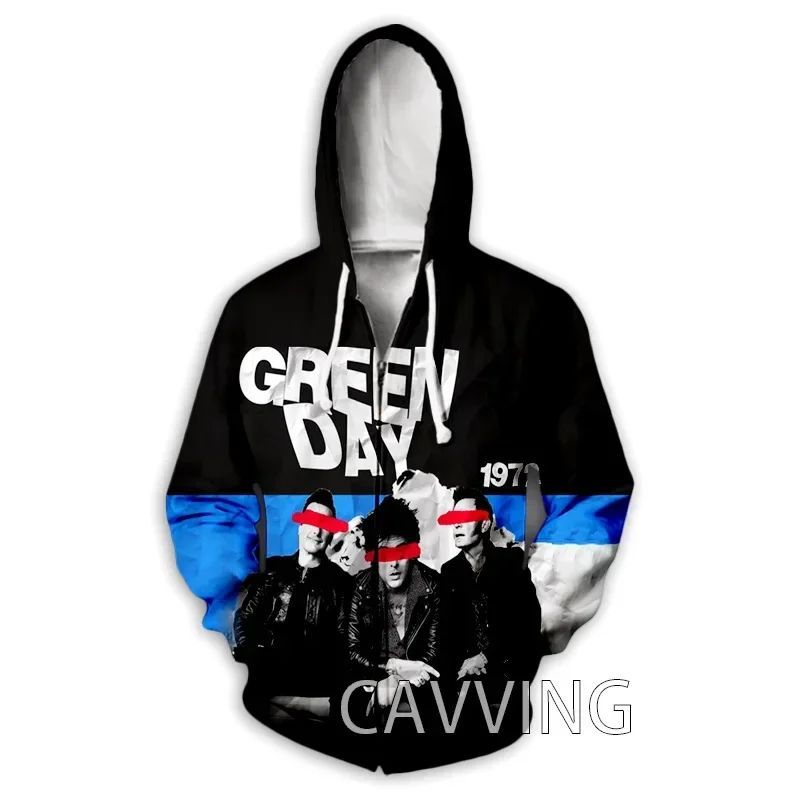 New Fashion 3D Print  Green-Day  Rock   Zipper Hoodies Zip U