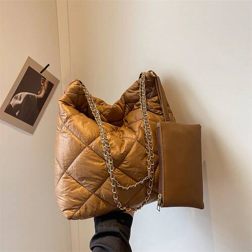 Women Shoulder Bag Fashionalbe Nylon Clutch Bag Chain Crossb